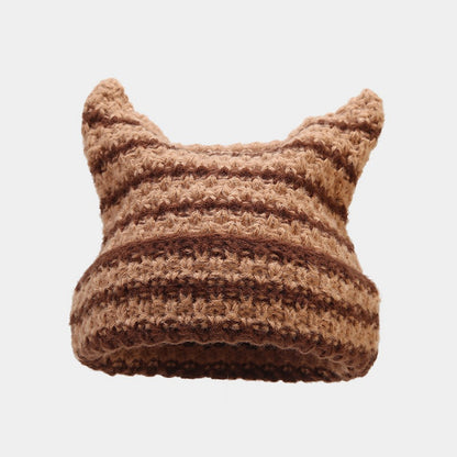 Kids Bear Ear Striped Knit Hat Additional Image 4