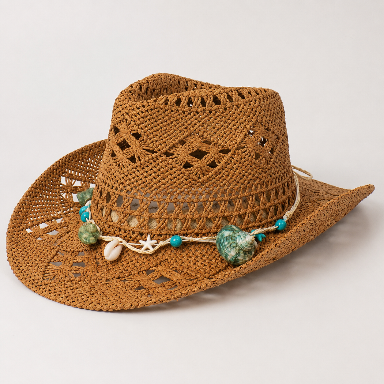 Premium Hollow Weave Straw Fedora Hat — detail photo showing construction