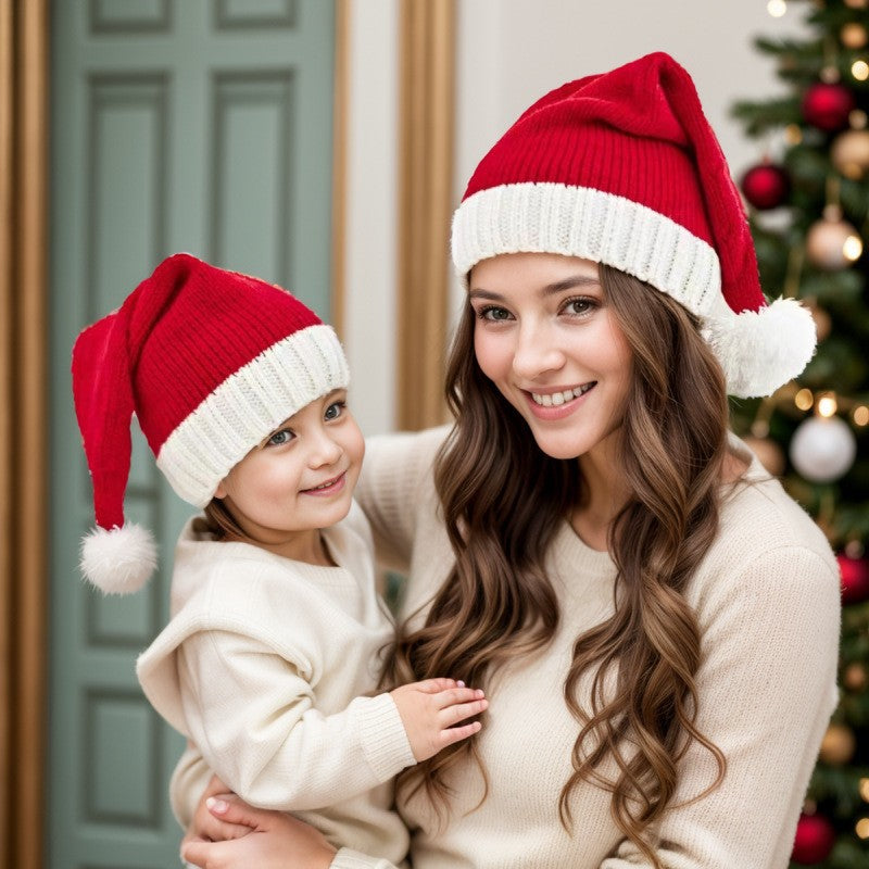 Classic Red Knit Christmas Hat - Adult & Kids Additional Image 4