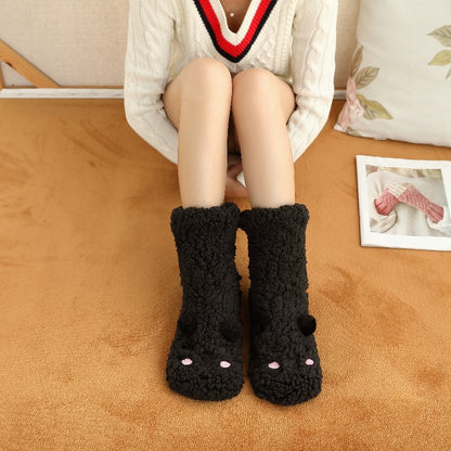 Cozy Bear Plush Velvet Socks - Warm & Cute Winter Sleepwear Additional Image 4