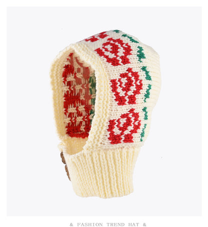 Floral Knit Balaclava Hat - Cozy Winter Warmth Additional Image 4