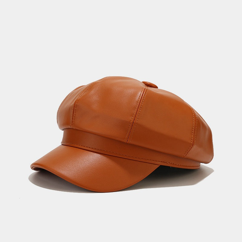 Retro PU Leather Octagonal Cap - Chic British Style Additional Image 5