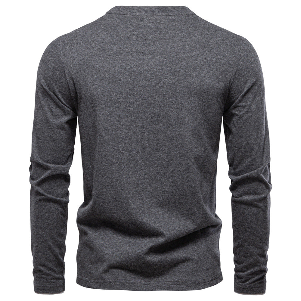 Men's Soft Cotton V-Neck Long Sleeve Tee Additional Image 5