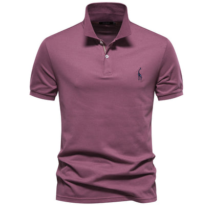 Embroidered Deer Lapel Polo Shirt - Premium Cotton Additional Image 5