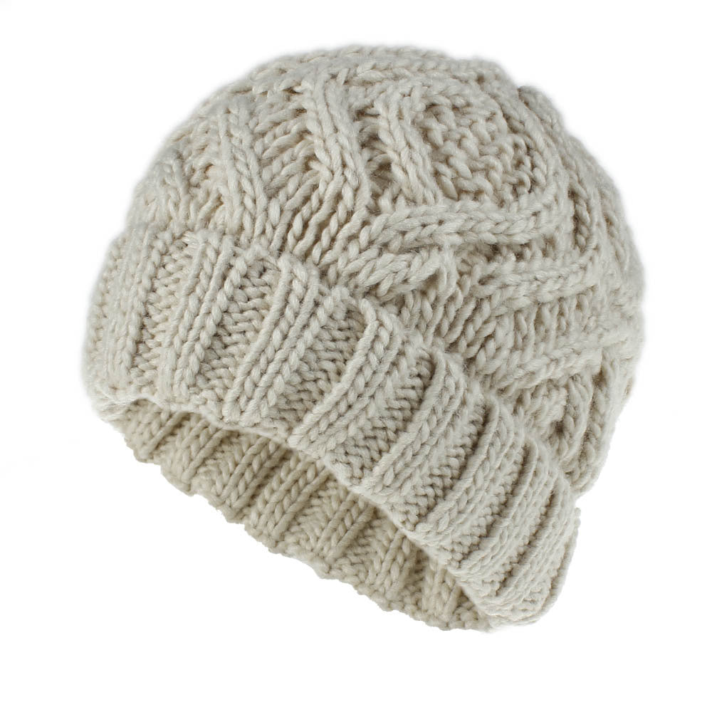 Diamond Knit Wool Hat - Cozy Autumn/Winter Style Additional Image 5