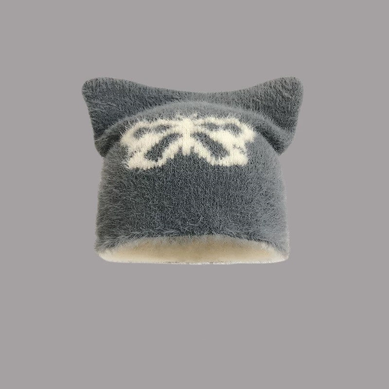 Cozy Star Cat Ear Beanie: Warm Wool Blend Hat for Autumn/Winter Additional Image 5