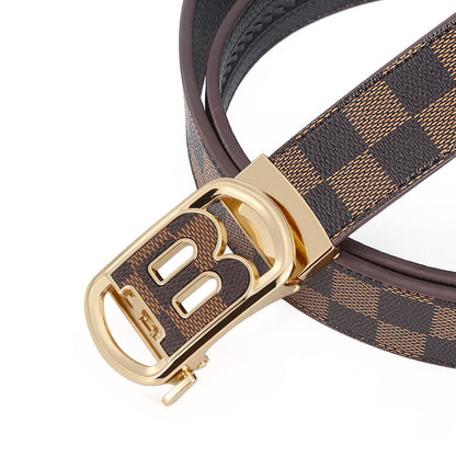 Men's Automatic Buckle Plaid Belt - Business & Casual Additional Image 5