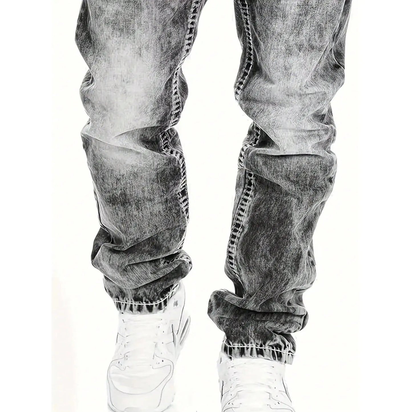 Vintage Wash Straight Leg Hip Hop Jeans Additional Image 5