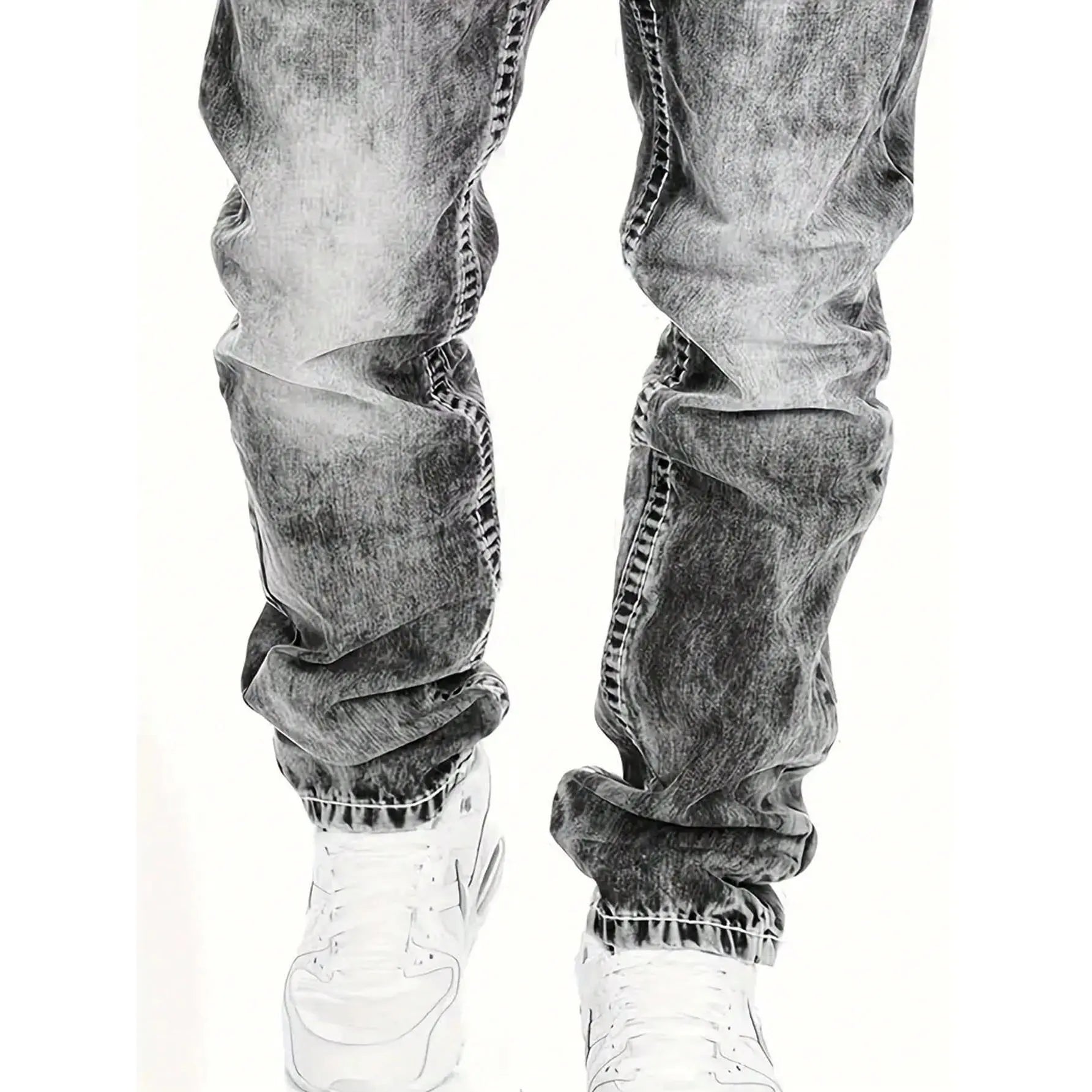 Vintage Wash Straight Leg Hip Hop Jeans Additional Image 5