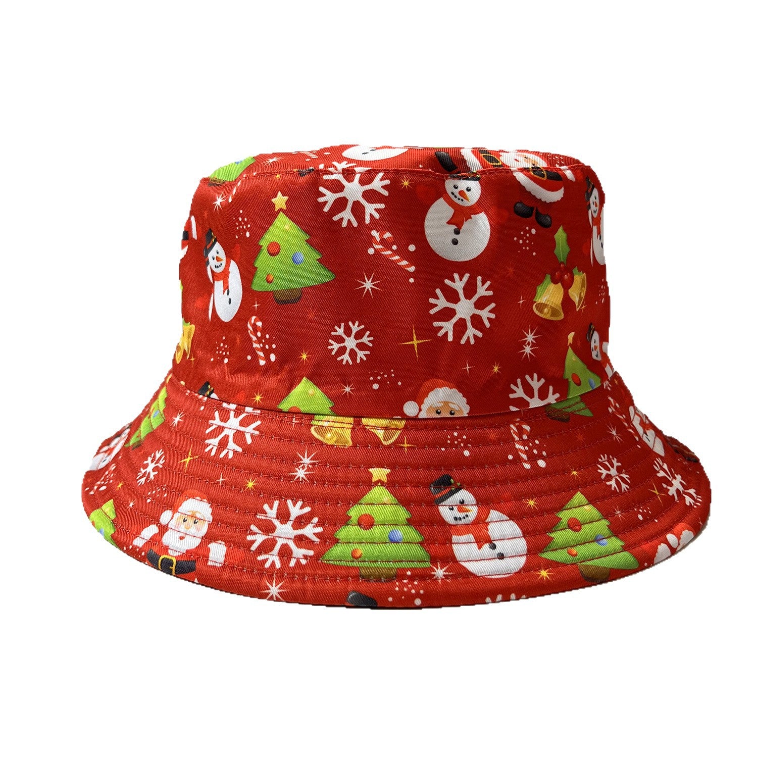 Festive Santa & Snowman Print Bucket Hat for Women Additional Image 5