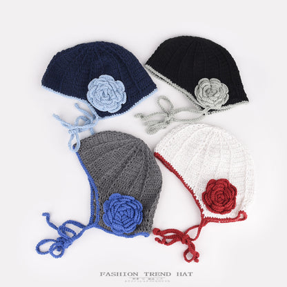 Hand-Knit Floral Beret: Cozy Retro Winter Hat Additional Image 5