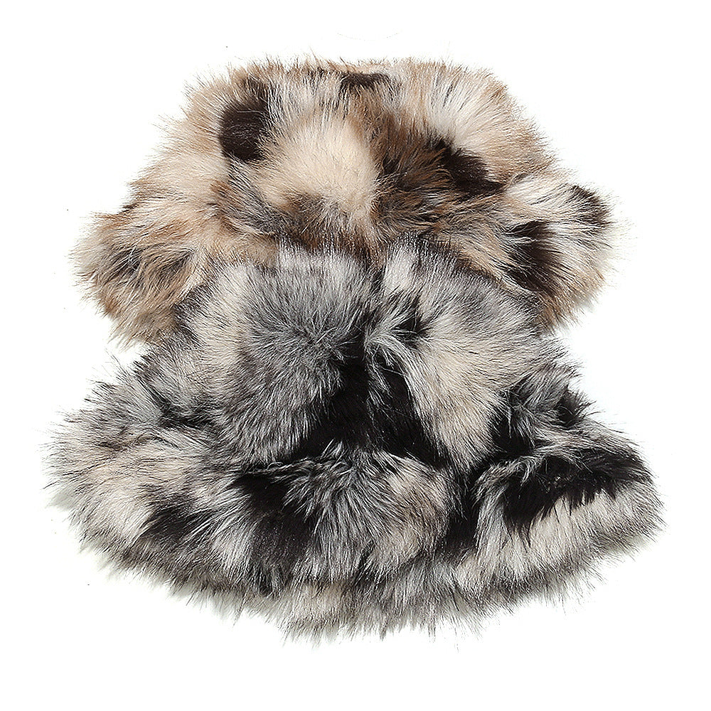 Gradient Faux Fox Fur Bucket Hat - Cozy Winter Warmth Additional Image 5