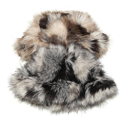 Gradient Faux Fox Fur Bucket Hat - Cozy Winter Warmth Additional Image 5