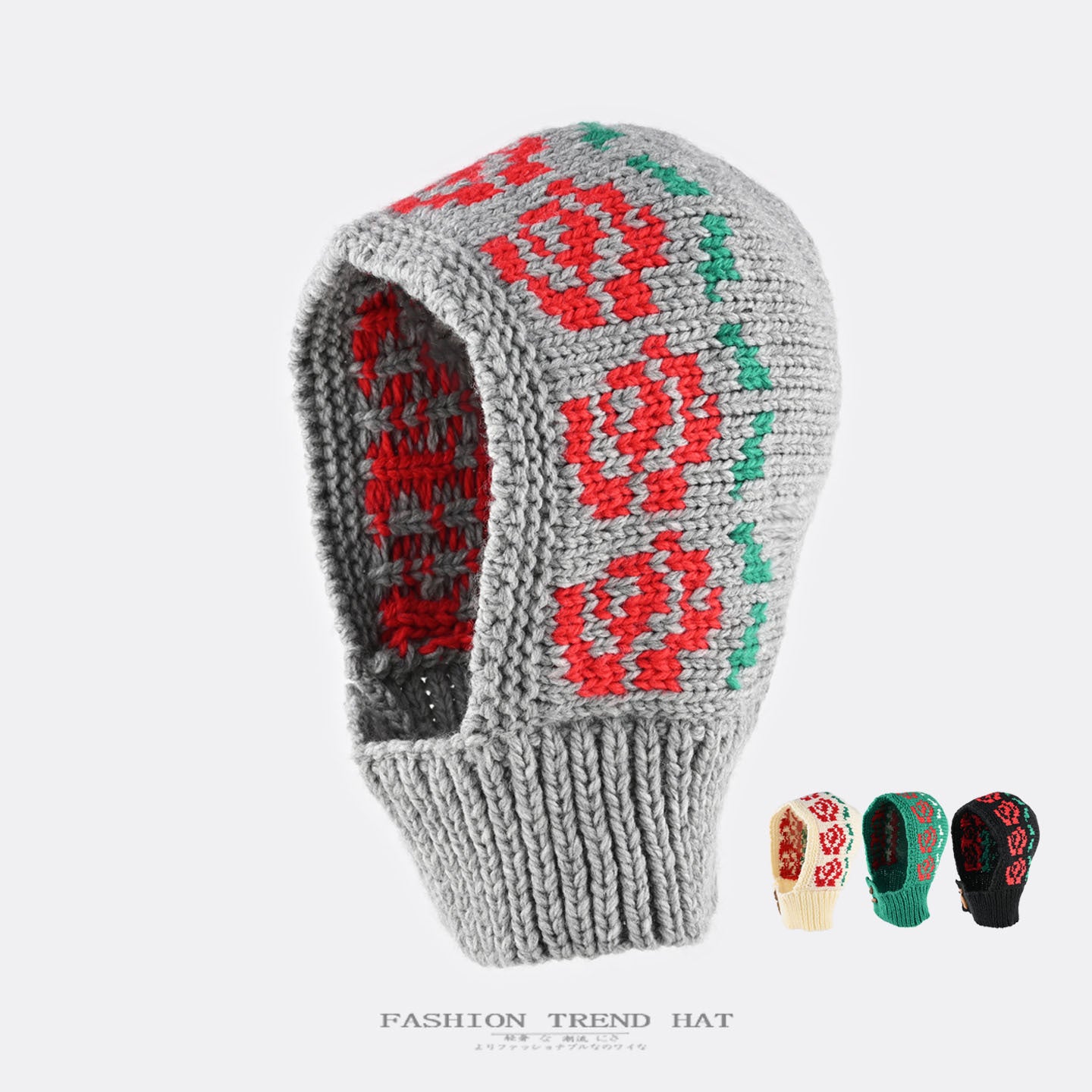 Floral Knit Balaclava Hat - Cozy Winter Warmth Additional Image 5