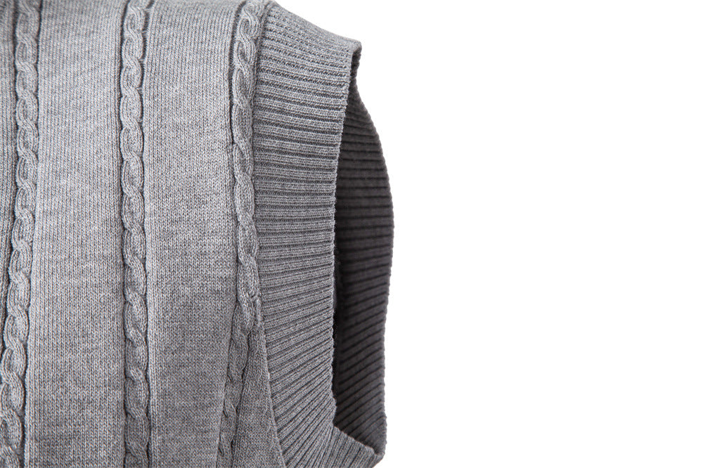 Men's V-Neck Cable Knit Vest: Smart Business Casual Additional Image 5