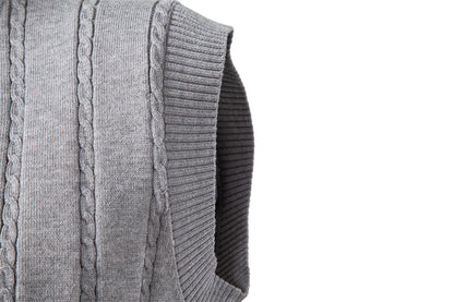 Men's V-Neck Cable Knit Vest: Smart Business Casual Additional Image 5