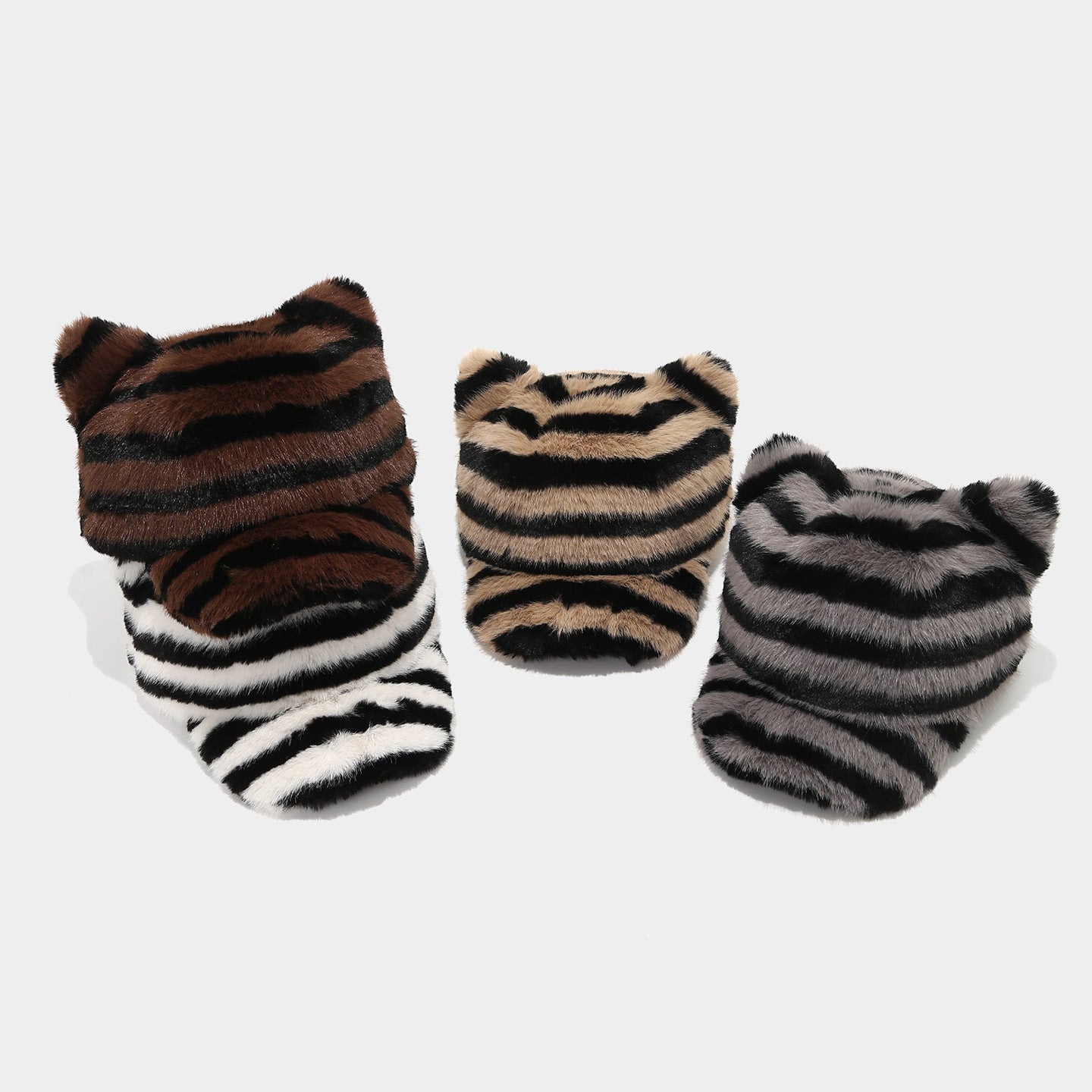 Cozy Zebra Cat Ear Plush Baseball Cap Additional Image 5