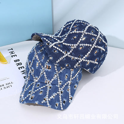 Rhinestone Cowboy Cap | Distressed Denim Baseball Hat Additional Image 5