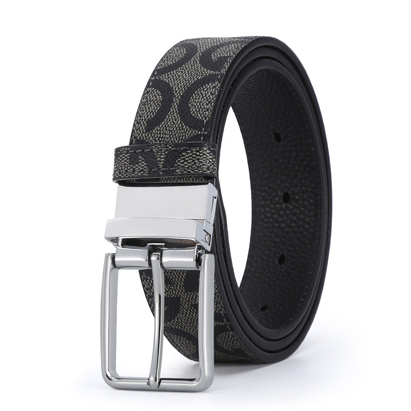 Genuine Leather Rotating Buckle Belt - Business Casual Additional Image 5