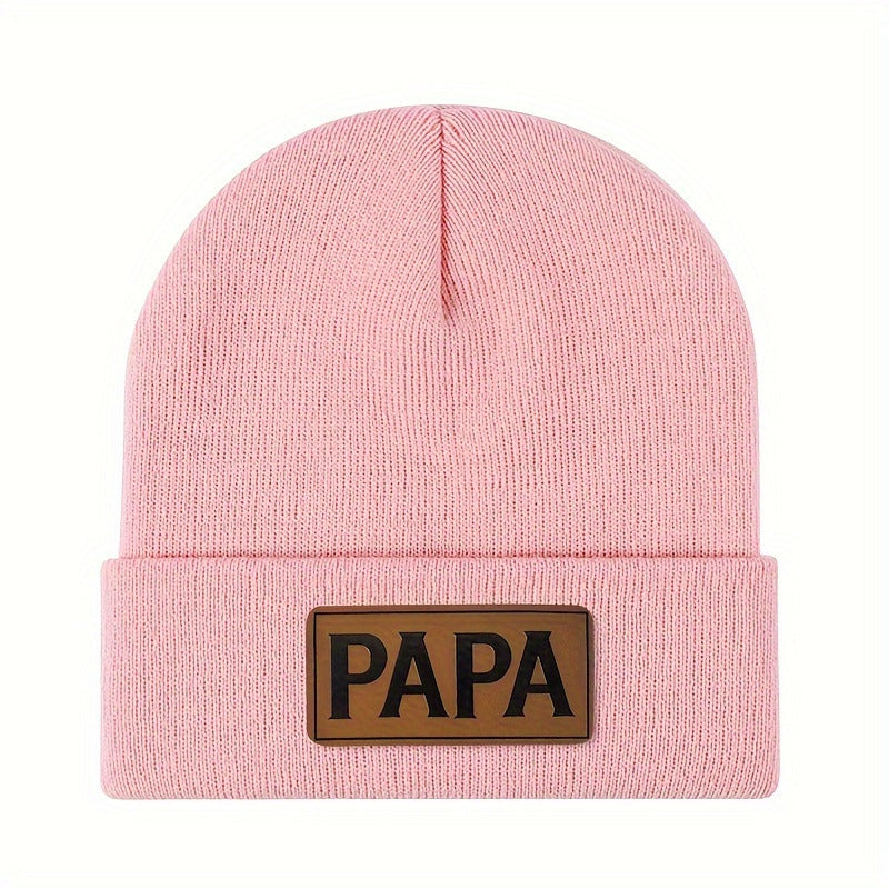 PAPA Logo Knit Beanie: Warm Wool-Look Winter Hat Additional Image 5
