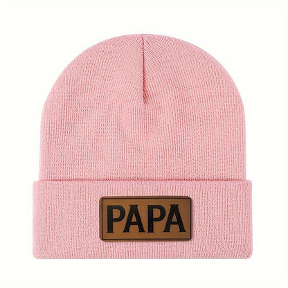 PAPA Logo Knit Beanie: Warm Wool-Look Winter Hat Additional Image 5