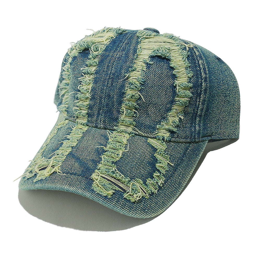 Vintage Washed Distressed Denim Baseball Cap Additional Image 5