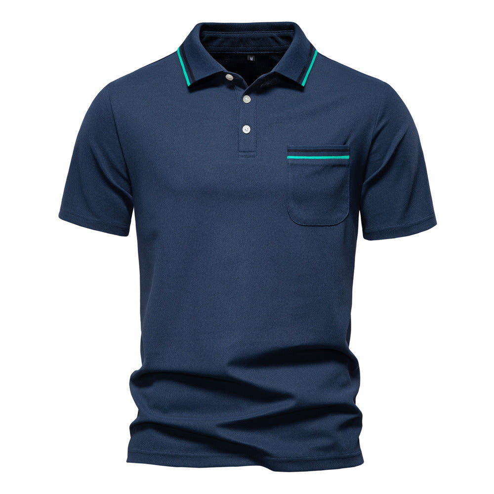 Men's Striped Short Sleeve Polo Shirt | Pandaize Additional Image 5