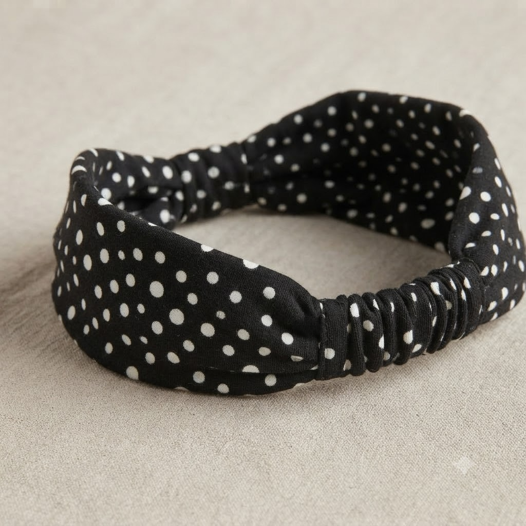 Wide Elastic Polka Dot Headband for Women — close-up detail of a secondary structural feature