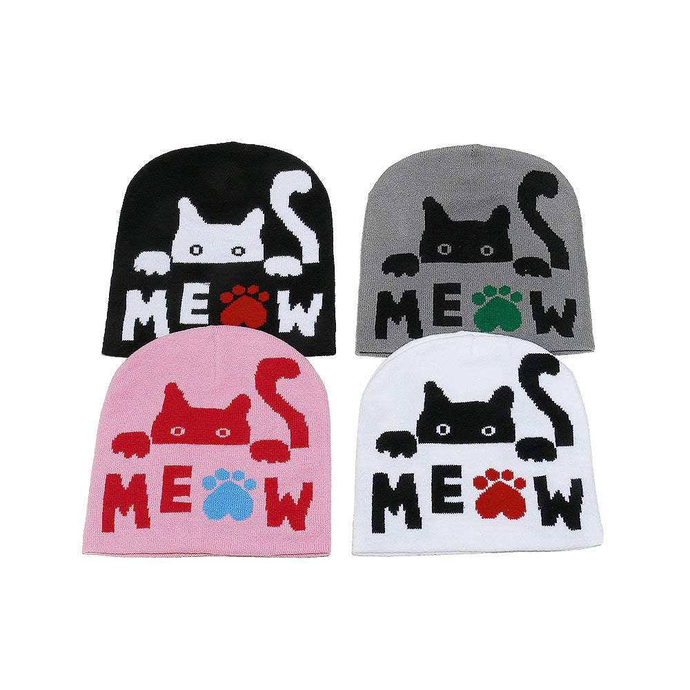 Cute Cat Jacquard Knit Beanie - Cozy Winter Hat Additional Image 5