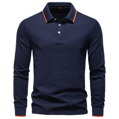 Men's Classic Fall Long-Sleeve Polo Shirt Additional Image 5
