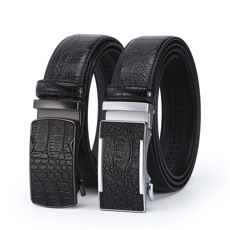 Men's Crocodile Leather Belt - Auto Buckle Additional Image 5