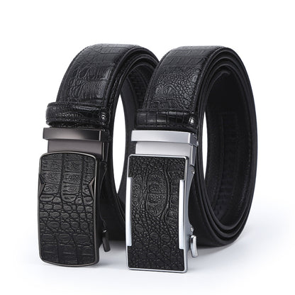 Men's Crocodile Leather Belt - Auto Buckle Additional Image 5