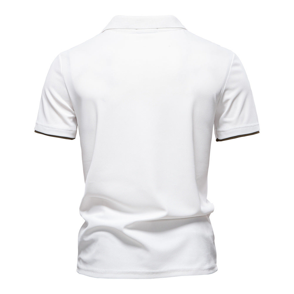 Men's Fawn Embroidered V-Neck Polo Shirt Additional Image 5