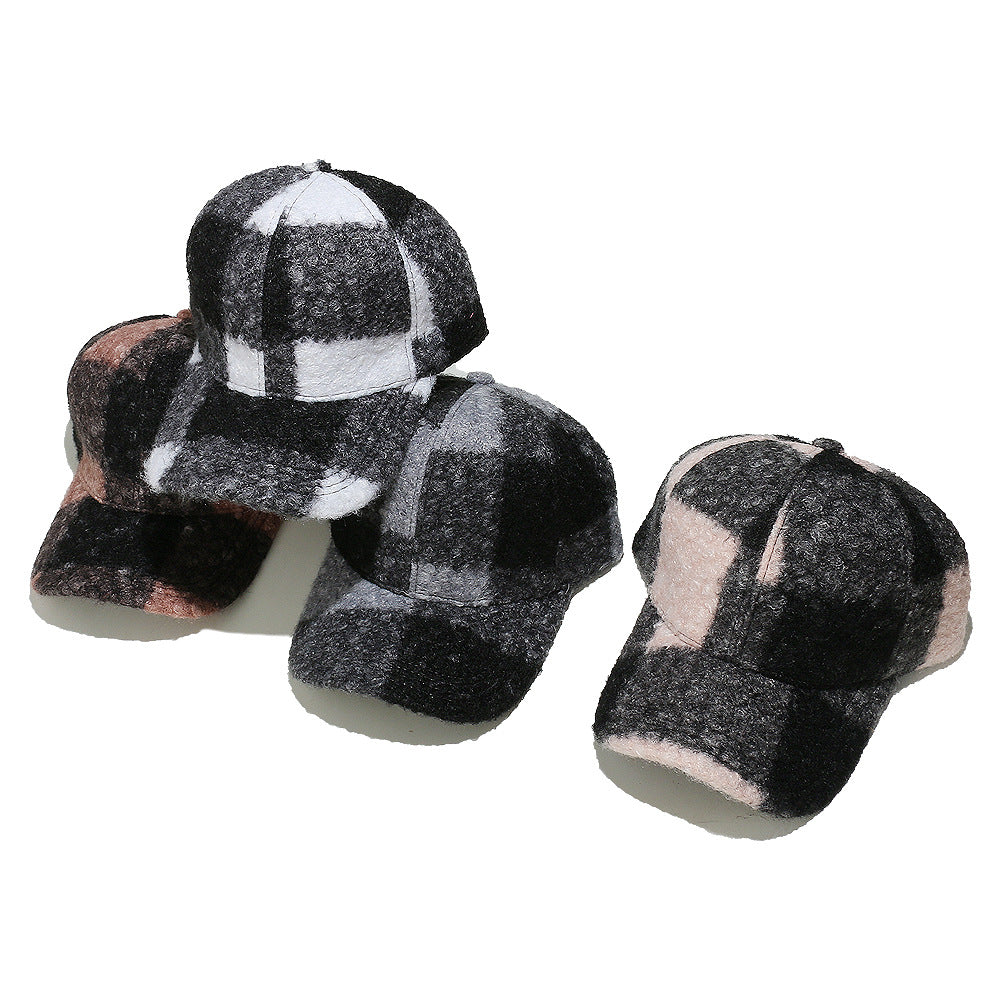 Cozy Plaid Wool Blend Baseball Cap - Vintage Warmth Additional Image 5