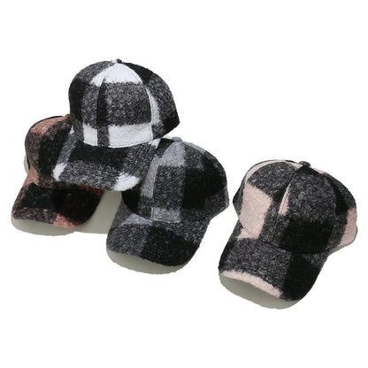 Cozy Plaid Wool Blend Baseball Cap - Vintage Warmth Additional Image 5