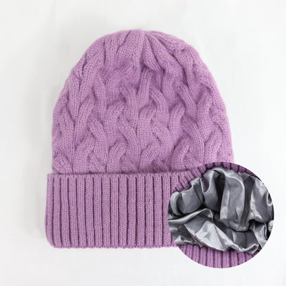 Cashmere Blend Cable Knit Beanie - Satin Lined Additional Image 6
