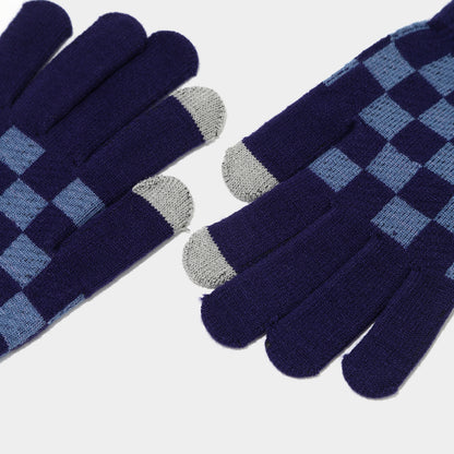Checkerboard Plaid Knit Hat Scarf & Gloves Set Additional Image 6