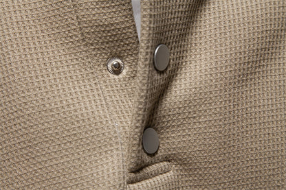 Men's Waffle Knit Baseball Collar Sweatshirt Additional Image 6