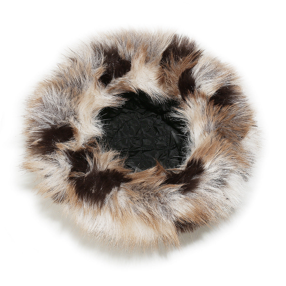 Gradient Faux Fox Fur Bucket Hat - Cozy Winter Warmth Additional Image 6