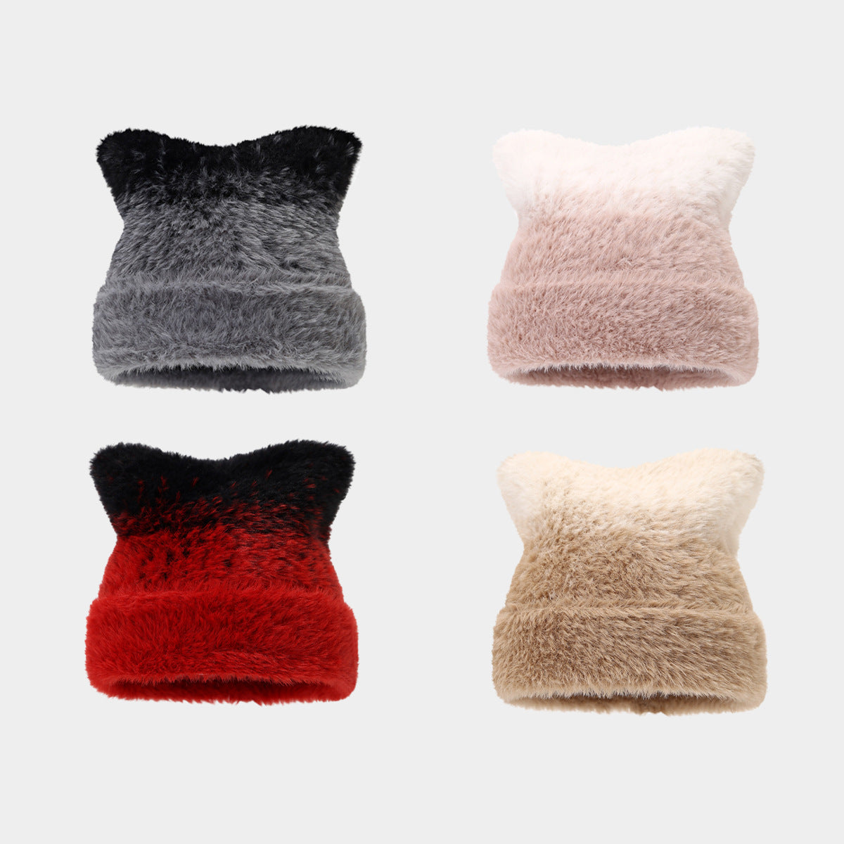 Cute Cat Ear Gradient Beanie - Cozy Knit Hat Additional Image 6