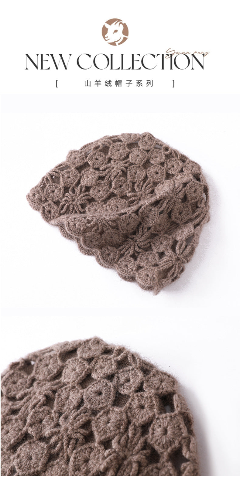 Elegant Plum Blossom Knit Cashmere Hat Additional Image 6