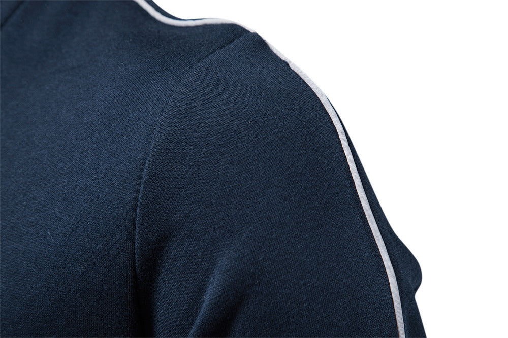 Men's Contrast Zip Stand Collar Sweater Additional Image 6
