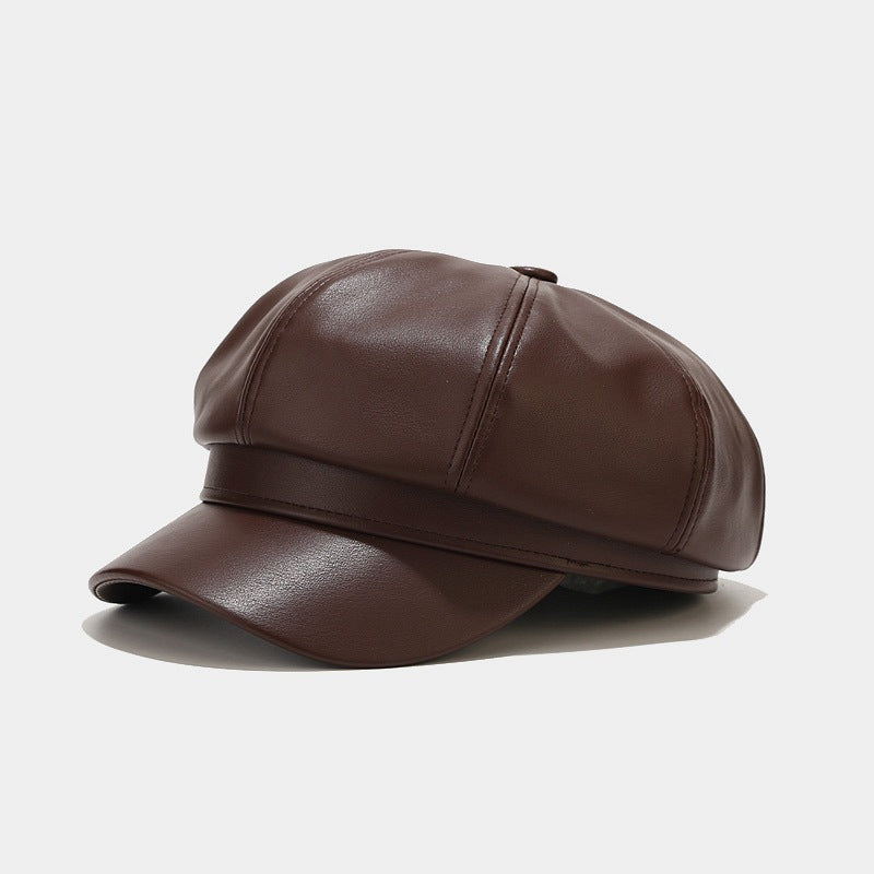Retro PU Leather Octagonal Cap - Chic British Style Additional Image 6