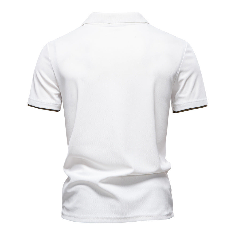 O Xiaolu Men's Embroidered V-Neck Polo Shirt Additional Image 6