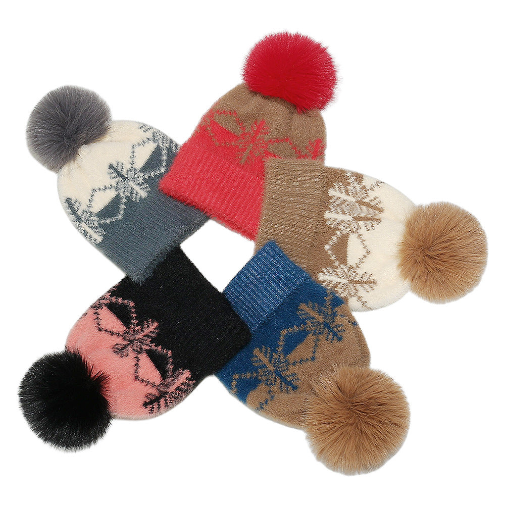 Cozy Faux Fur Snowflake Knit Beanie Additional Image 6