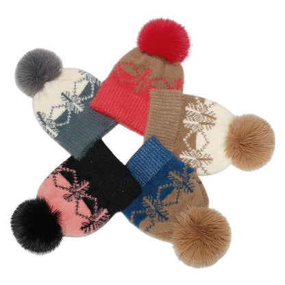 Cozy Faux Fur Snowflake Knit Beanie Additional Image 6