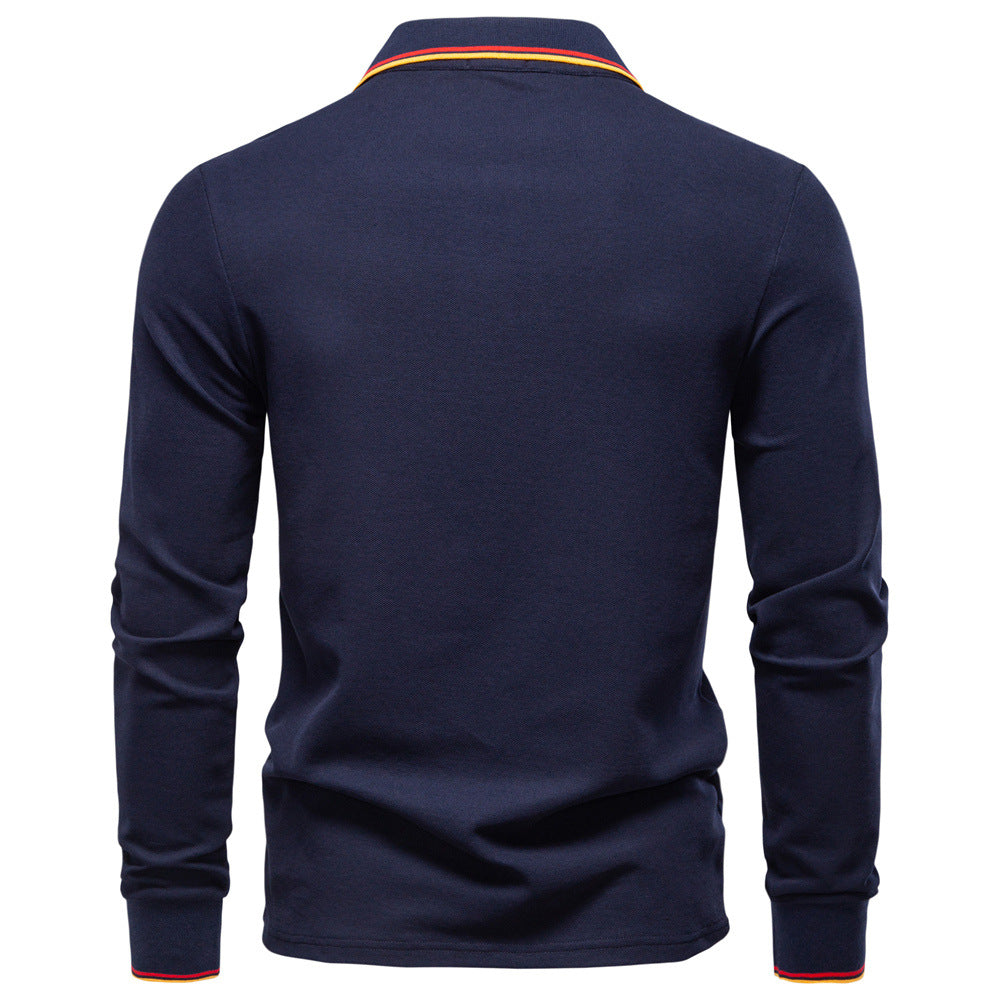 Men's Classic Fall Long-Sleeve Polo Shirt Additional Image 6