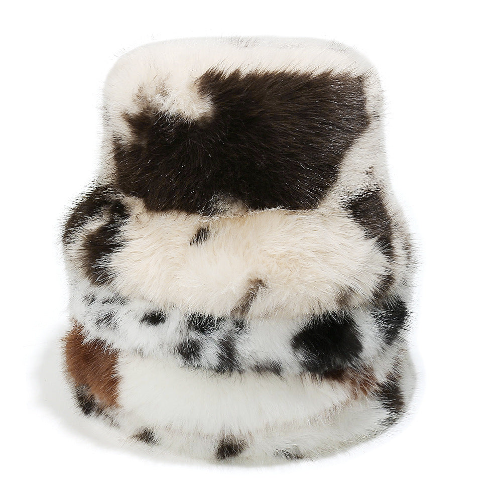 Cozy Cow Print Faux Fur Fisherman Hat Additional Image 6