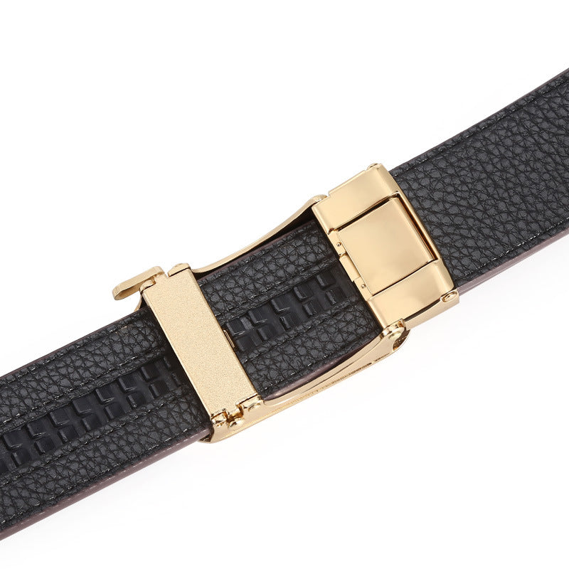 Men's Auto Buckle Belt: Luxury Plaid & Business Casual Additional Image 6