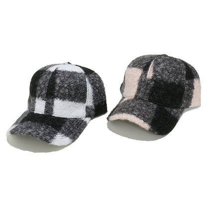 Cozy Plaid Wool Blend Baseball Cap - Vintage Warmth Additional Image 6
